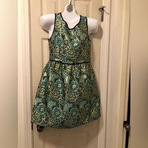 Beautiful mint and gold  skater dress small zipper back